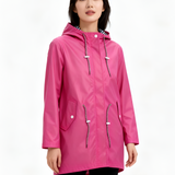 Women's Hooded Striped Lining Raincoat - Outdoor Casual Wear