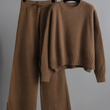 Women's Knit Wide Leg Sweater Set - Casual Loungewear