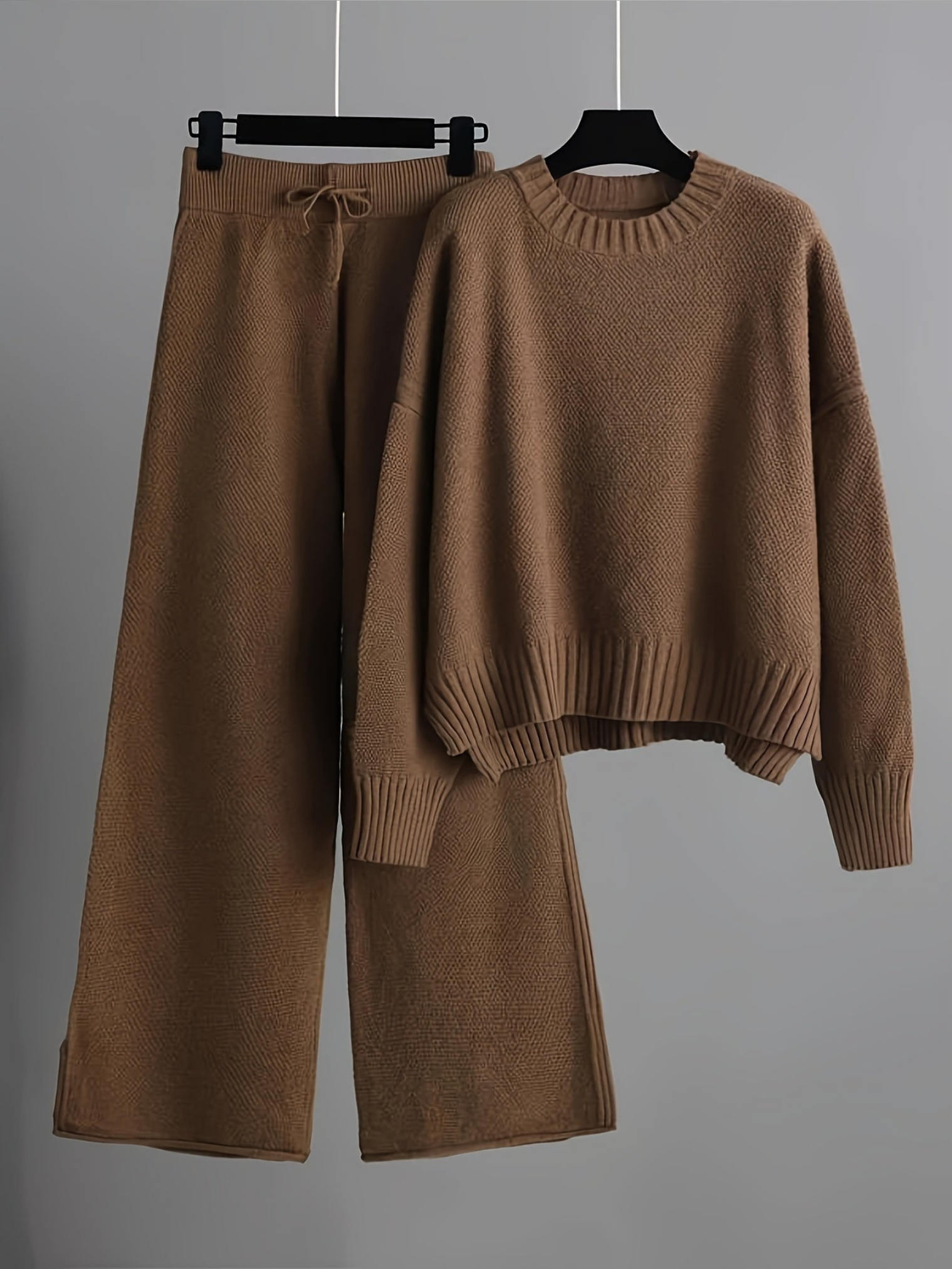 Women's Knit Wide Leg Sweater Set - Casual Loungewear