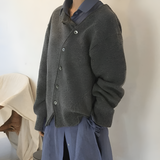 Women's Asymmetric Button Knit Cardigan - Casual Layering