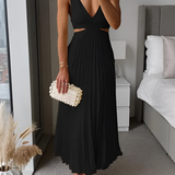 Women's Pleated Cut-Out Midi Dress - Evening Party