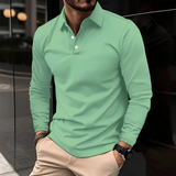 Men's Slim Fit Long Sleeve Polo Shirt - Casual Work Wear