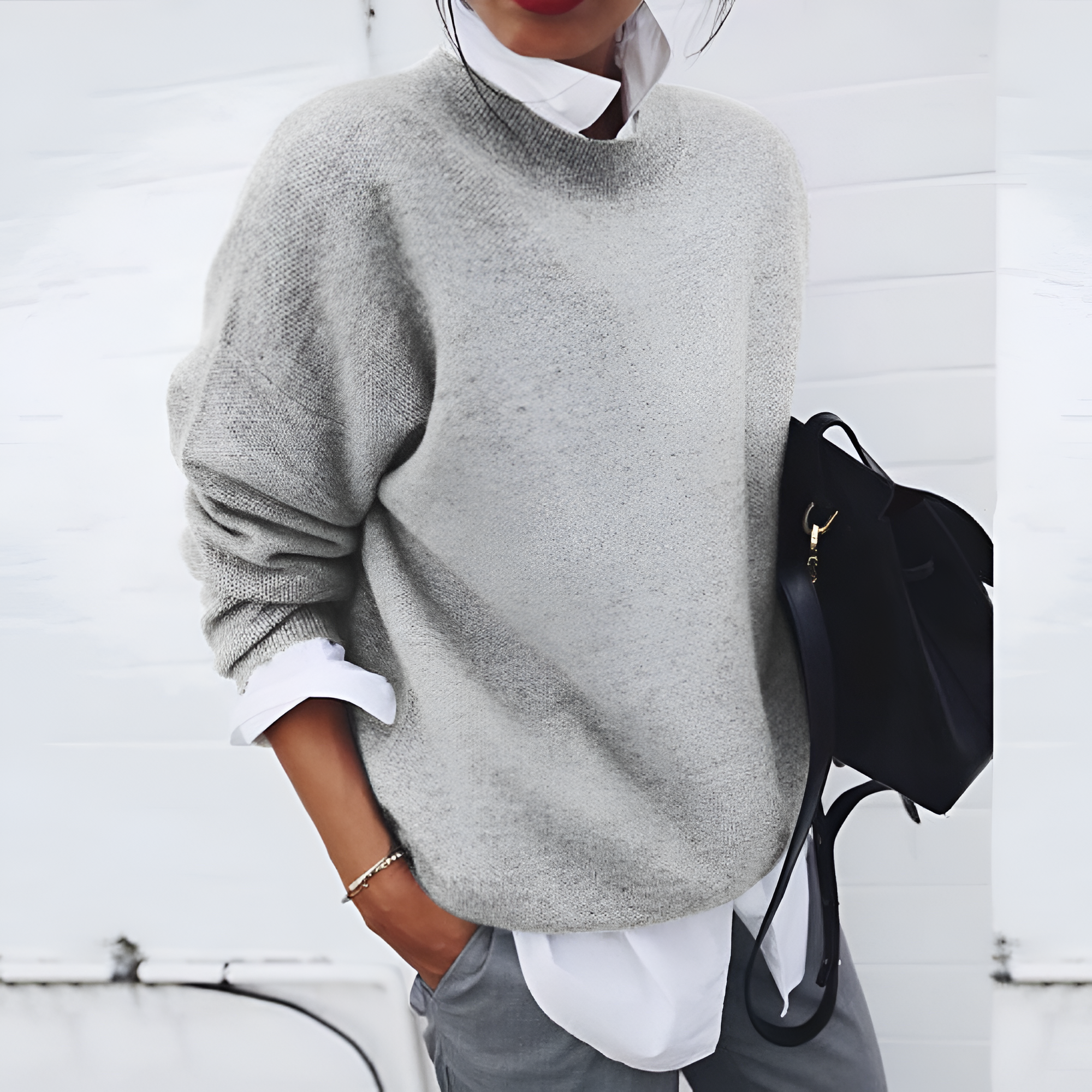 Women's Crewneck Knit Sweater - Casual Daily Wear
