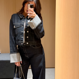 Women's Deep Wash Cuffed Jacket Set - Casual Streetwear