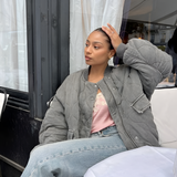 Women's Quilted Bomber Jacket - Casual Streetwear