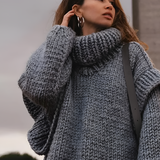 Women's Oversized Chunky Knit Sweater - Casual Winter Wear