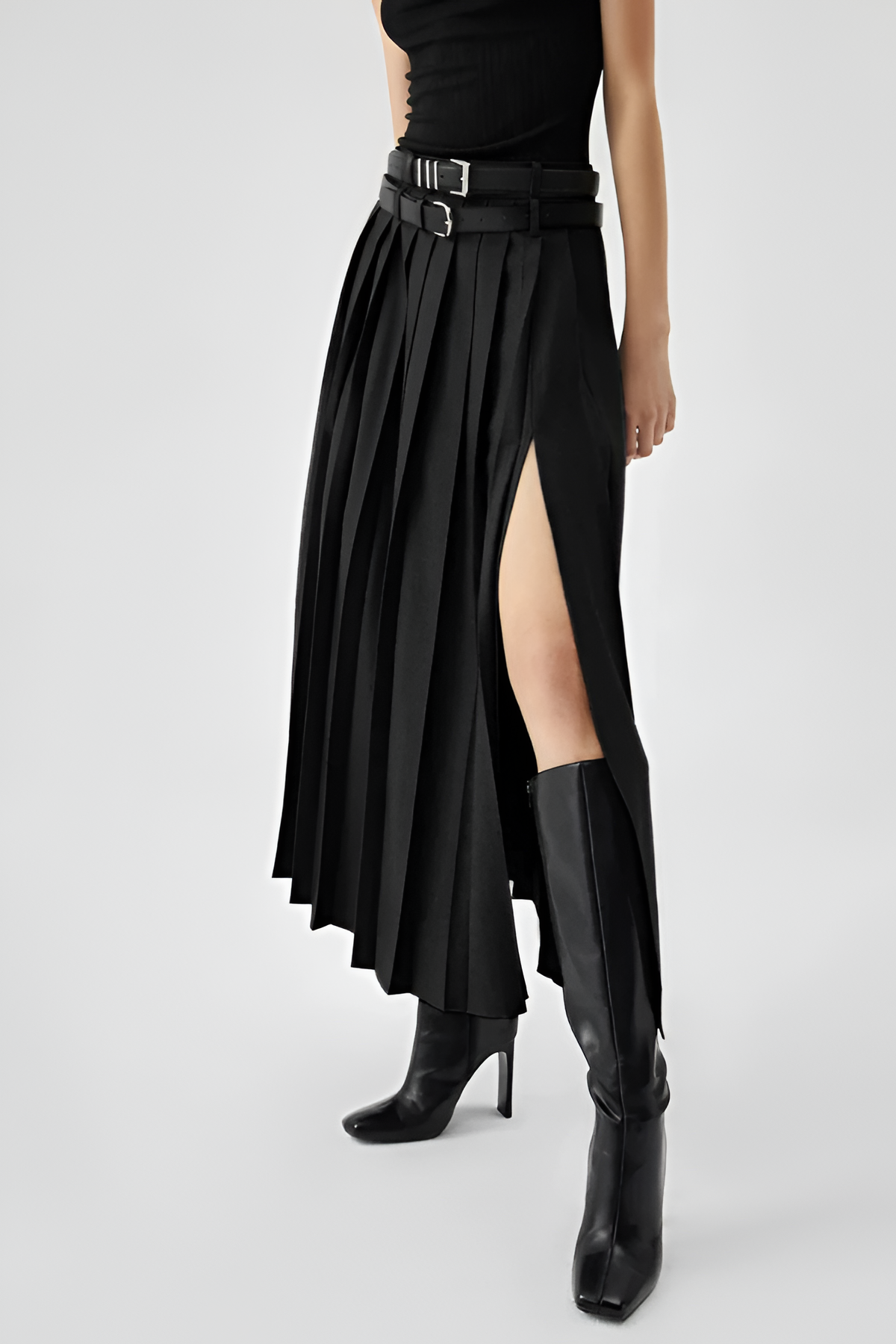 Women's High Waisted Pleated Maxi Skirt - Casual Chic