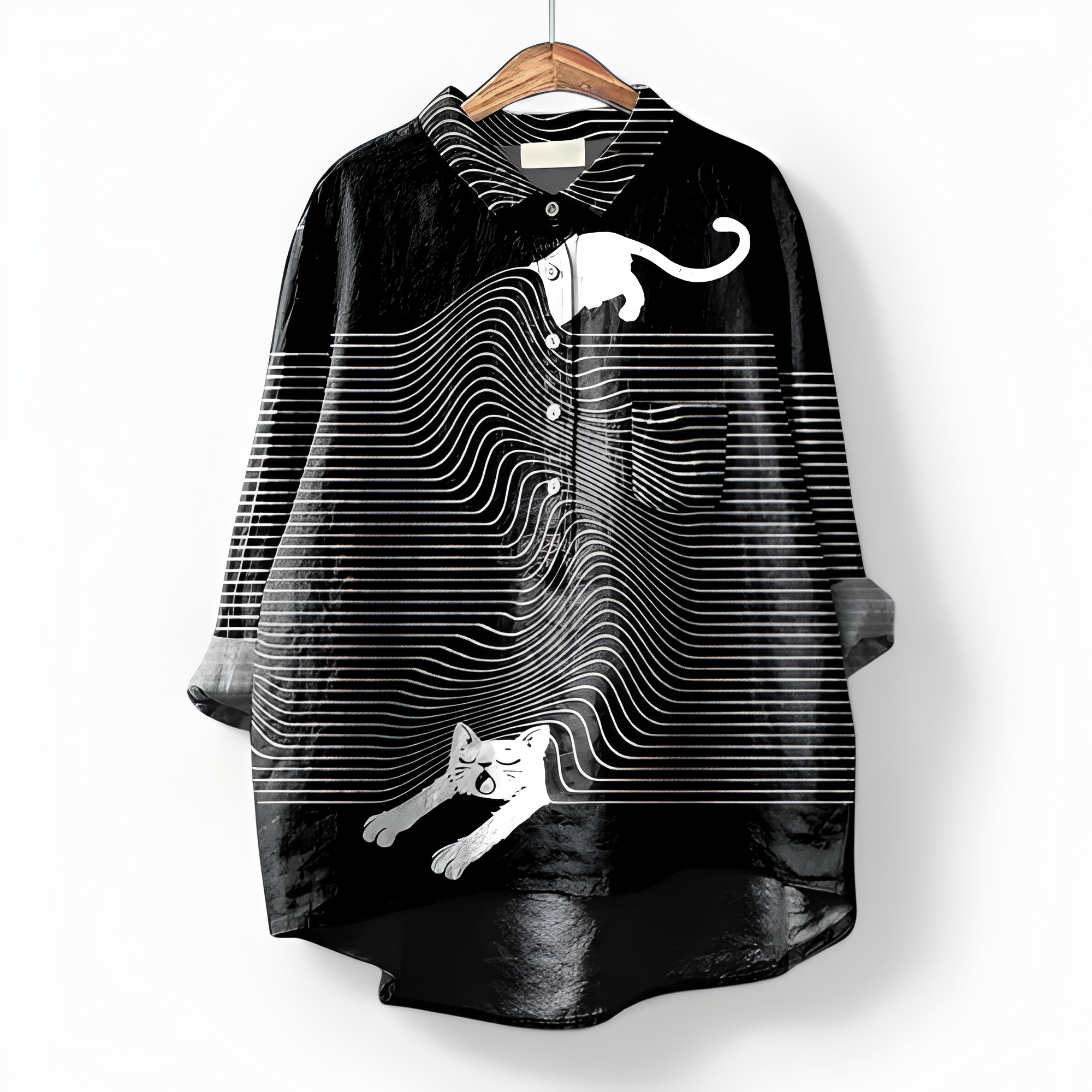 Women's Button Down Shirt Artistic Print Oversized Fit - Casual Wear