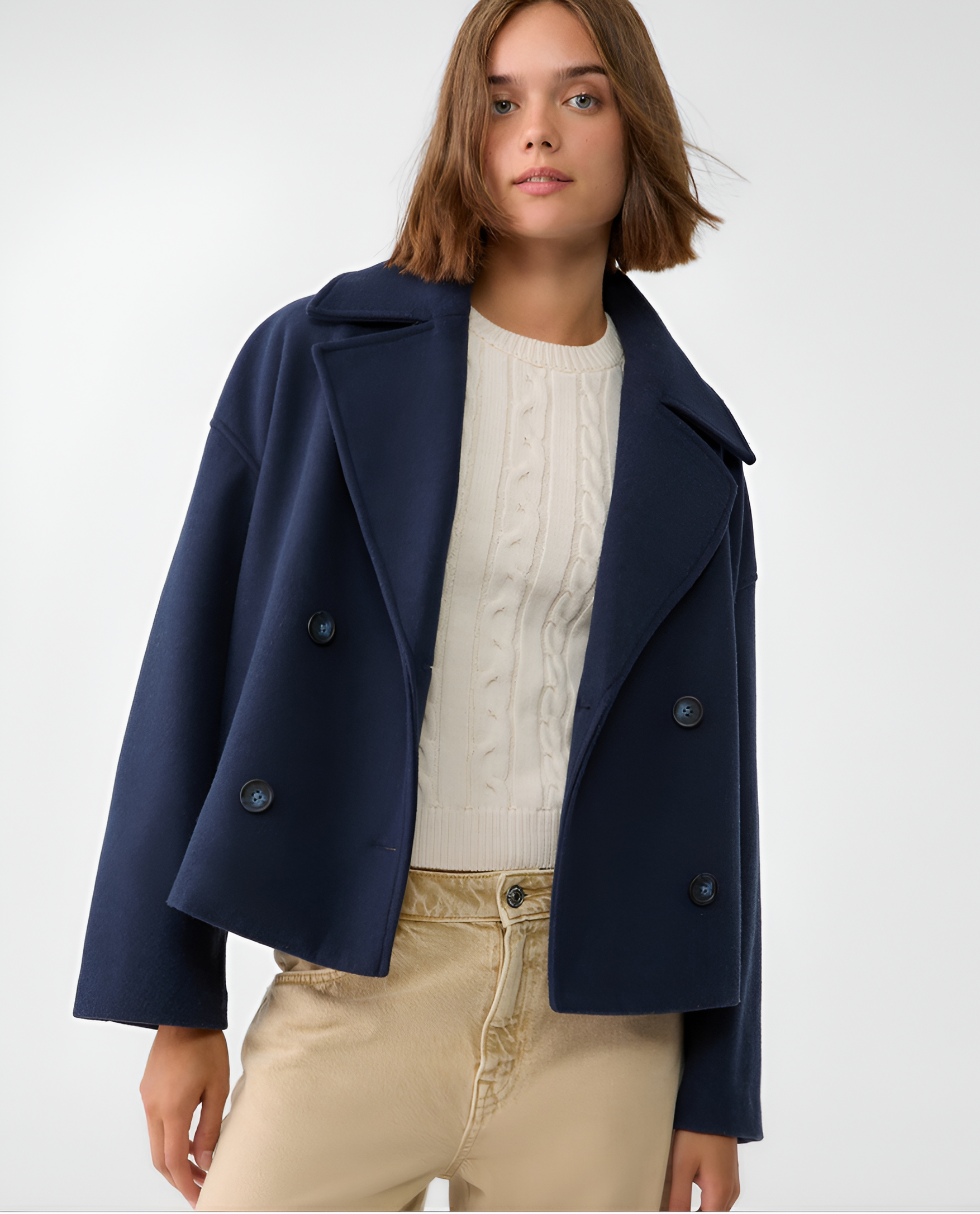 Women's Double Breasted Pea Coat - Casual Chic