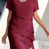 Women's Tiered Midi Dress - Casual Wear