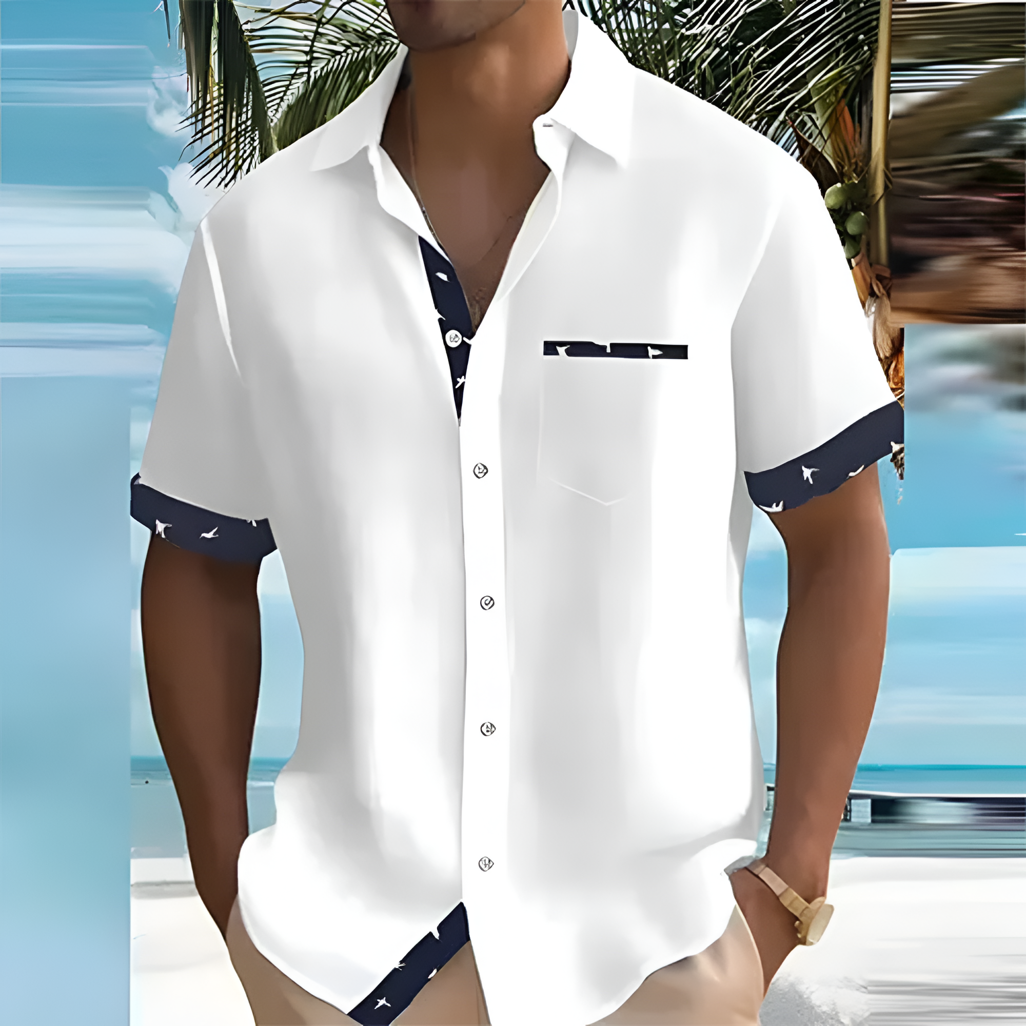 Men's Contrast Trim Polo Shirt - Beach Casual