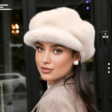 Women's Faux Fur Newsboy Cap - Winter Fashion