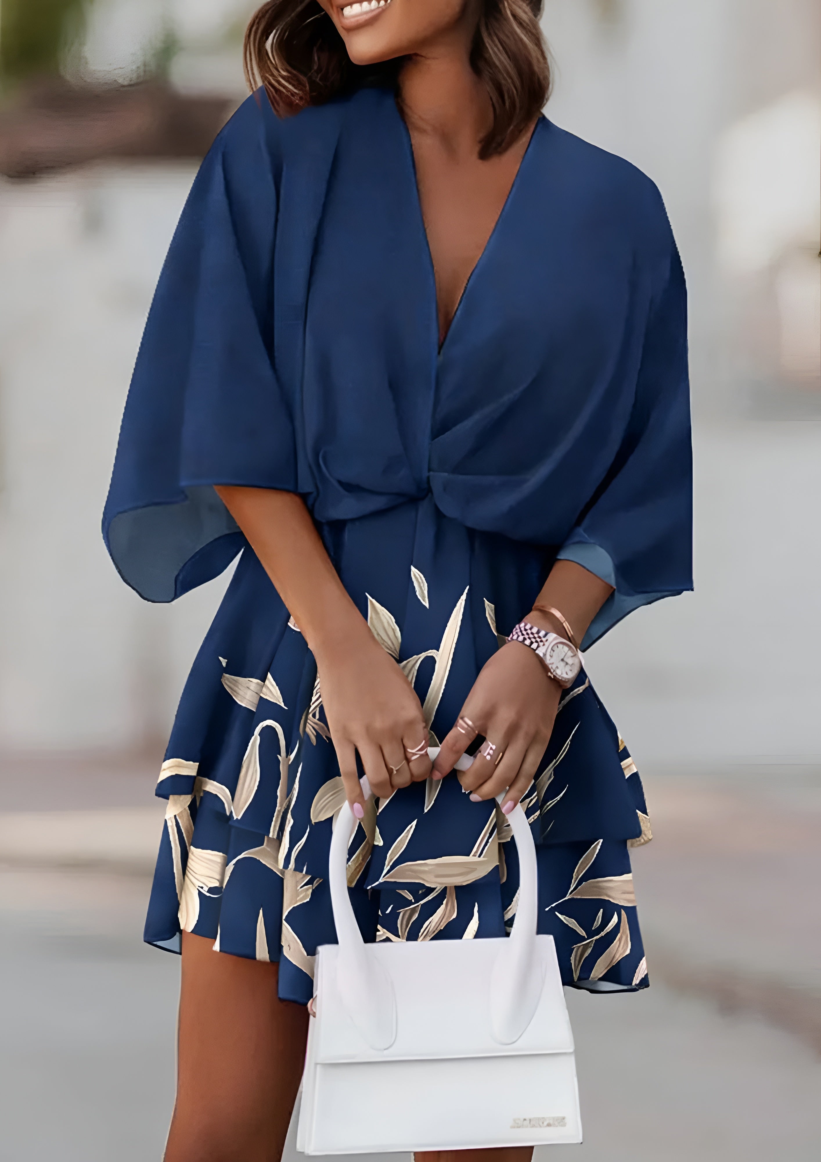 Women's Tiered Skirt Mini Dress - Tropical Summer Wear