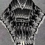 Women's Embroidered Mesh Sheer Cover Up - Beach Vacation