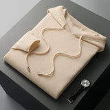 Men's Knit Hoodie Drawstring Ribbed Trim - Casual Loungewear