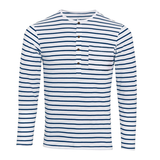 Men's Henley Shirt Striped Long Sleeve - Casual Wear