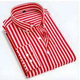 Men’s Striped Long Sleeve Dress Shirt - Casual Wear