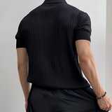 Men's Ribbed Knit Polo Shirt - Business Casual