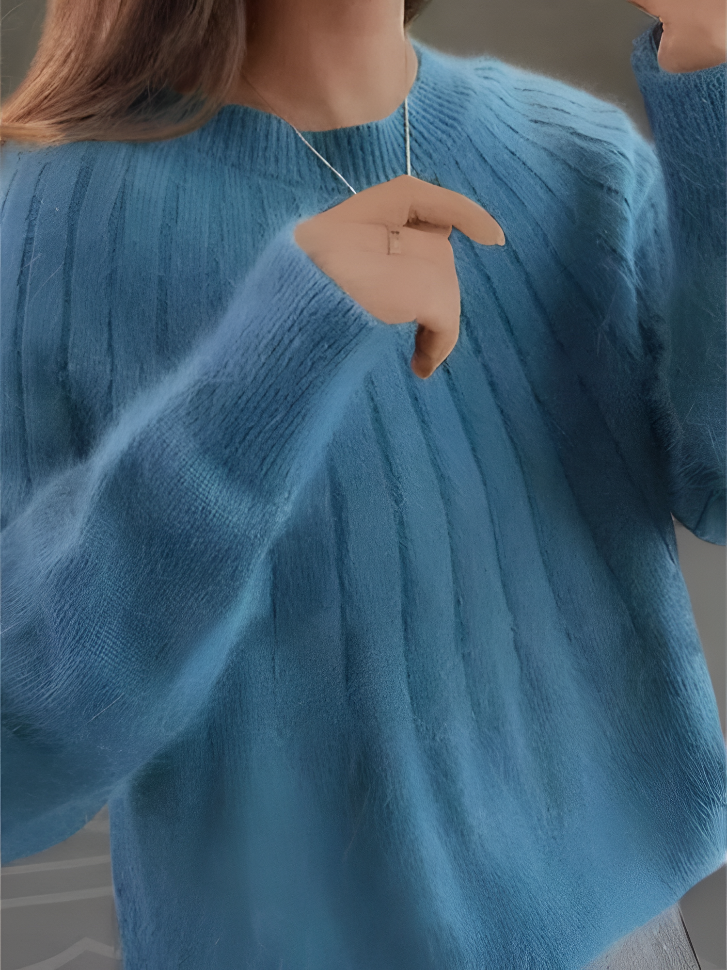 Women's Ribbed Knit Round Neck Sweater - Casual Daily Wear