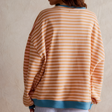 Women's Striped Crewneck Sweatshirt - Casual Loungewear