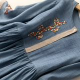 Women's Embroidered A-Line Midi Dress - Casual Outing