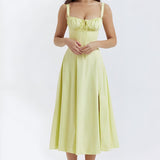 Women's Side Slit Midi Dress - Summer Wear