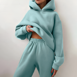 Women's Oversized Hooded Jogger Set - Casual Loungewear
