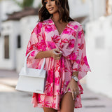 Women's Tiered Skirt Mini Dress - Tropical Summer Wear