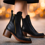 Women's Side Zip Block Heel Ankle Boots - Casual Wear