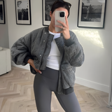 Women's Quilted Bomber Jacket - Casual Streetwear