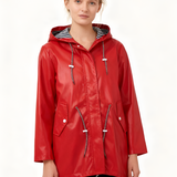 Women's Hooded Striped Lining Raincoat - Outdoor Casual Wear