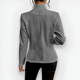 Women's Geometric Knit Stand Collar Blazer - Workwear