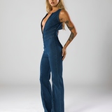 Women's Heart Cutout Flare Leg Jumpsuit - Evening Wear
