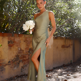 Women's One Shoulder Side Slit Maxi Dress - Wedding Guest
