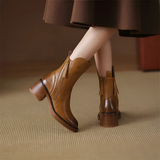 Women's Side Zip Block Heel Ankle Boots - Casual Wear
