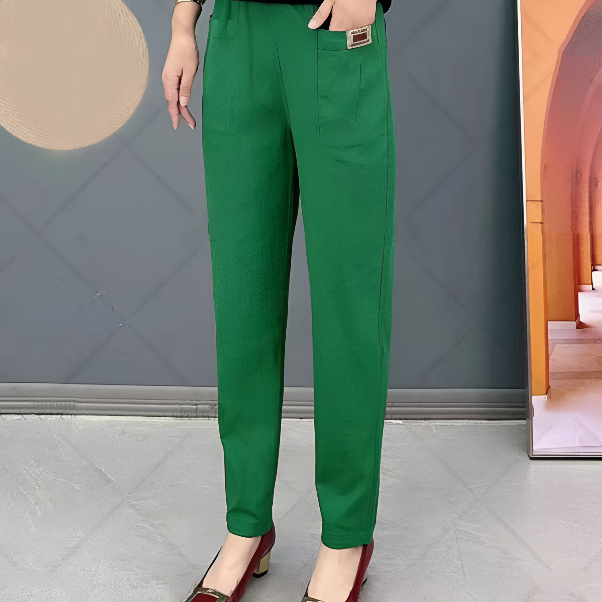 Women's High Waisted Straight Leg Trousers - Casual Workwear