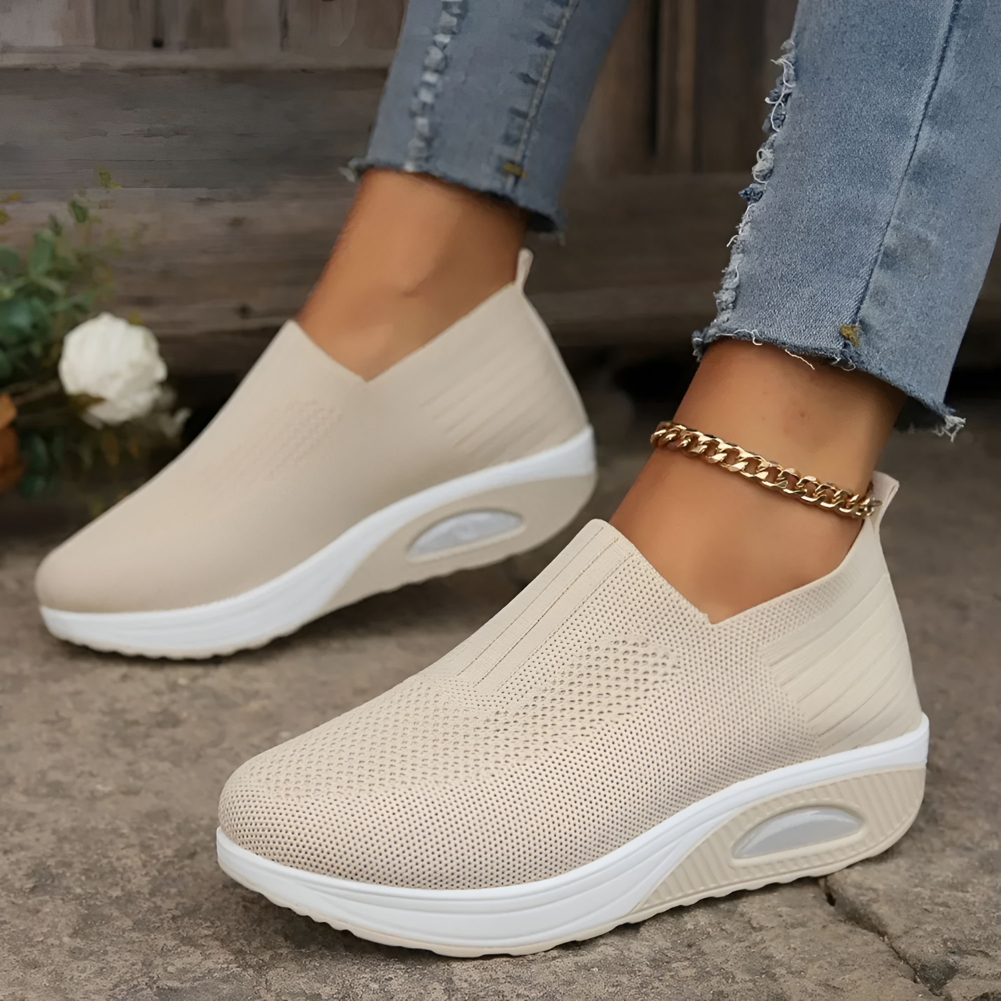 Women's Mesh Wedge Slip On Sneakers - Daily Walking