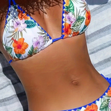 Women's Bikini Set Floral Print Trim - Beach Vacation
