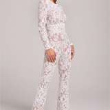 Women's Sequin Embroidered Flare Jumpsuit - Evening Wear