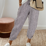 Women's  Drawstring Striped Solid Casual Pants - Beach Vacation
