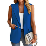 Women's Sleeveless Notch Lapel Blazer - Professional Office Wear
