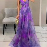 Women's Floral Print Cutout Maxi Dress - Evening Gala