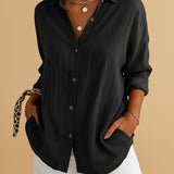 Women's Textured Button Up Shirt - Summer Casual Wear