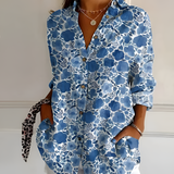 Women's Floral Print Long Sleeve Shirt - Casual Wear