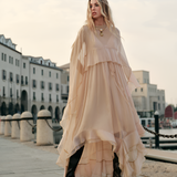 Women's Layered Chiffon Cloak Dress - Evening Party