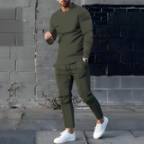 Men's Slim Fit Long Sleeve Jogger Set - Casual Sport