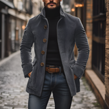 Men's Ribbed Texture Button Down Jacket - Casual Wear