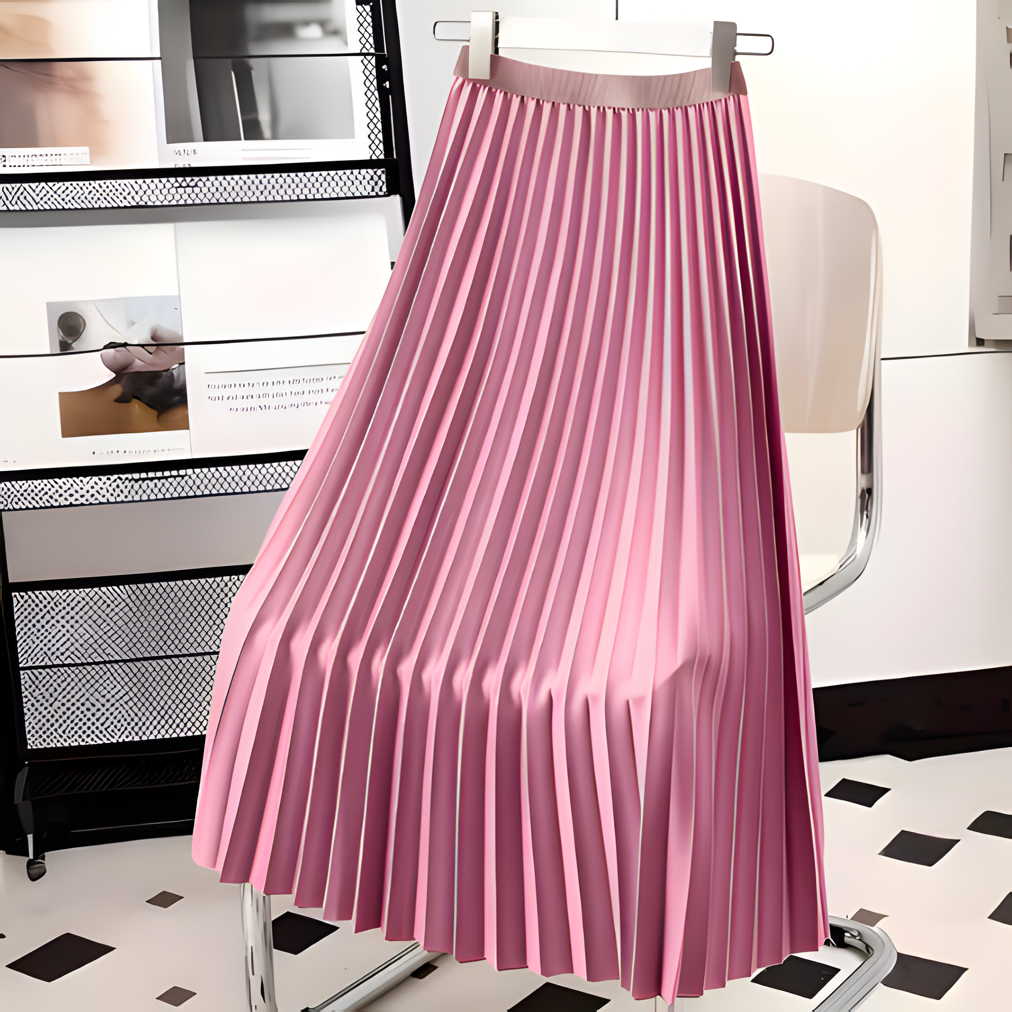 Women's Pleated Skirt High-Waisted A-Line Style - Office Wear
