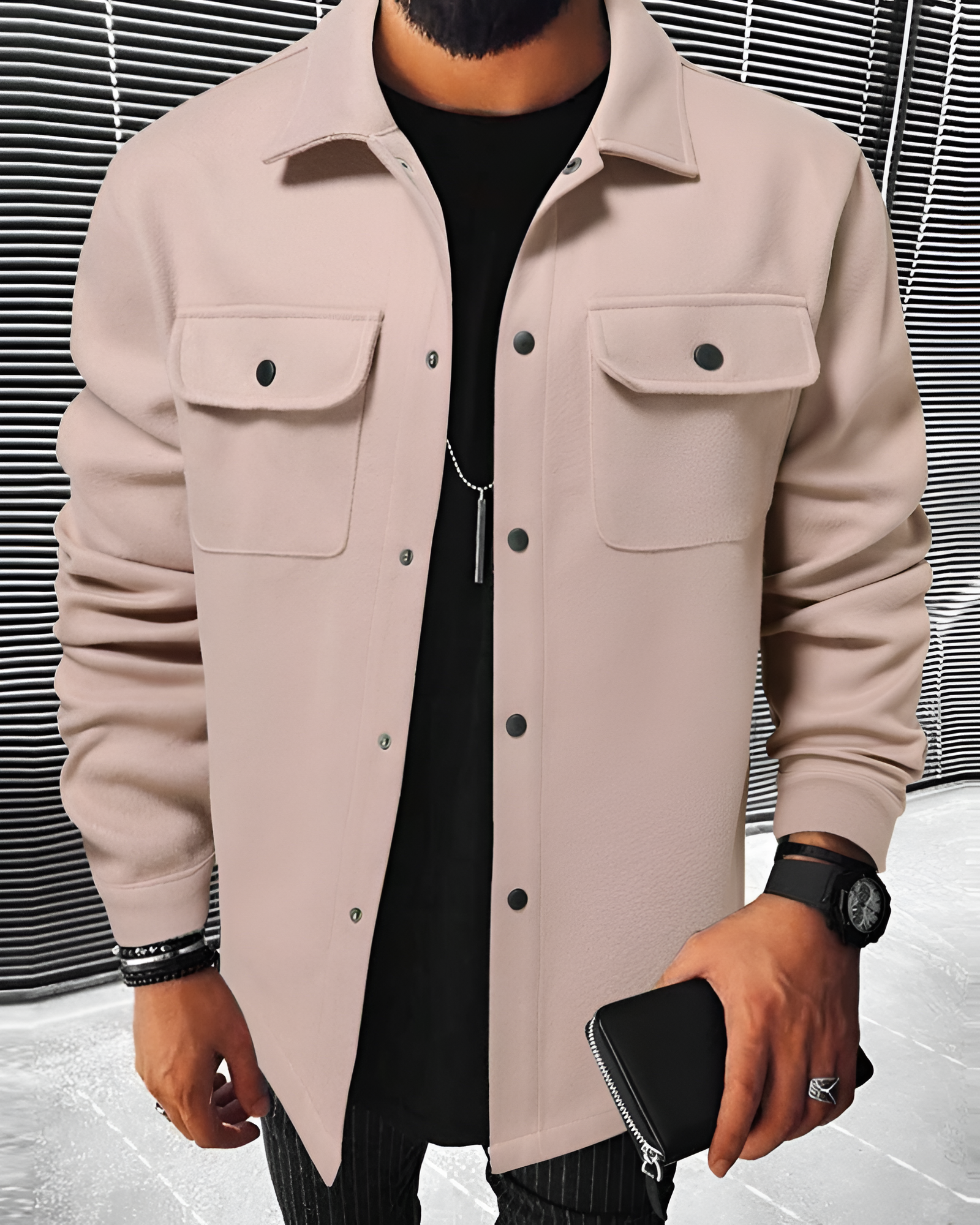 Men's Button Up Long Sleeve Over Shirt - Casual Wear