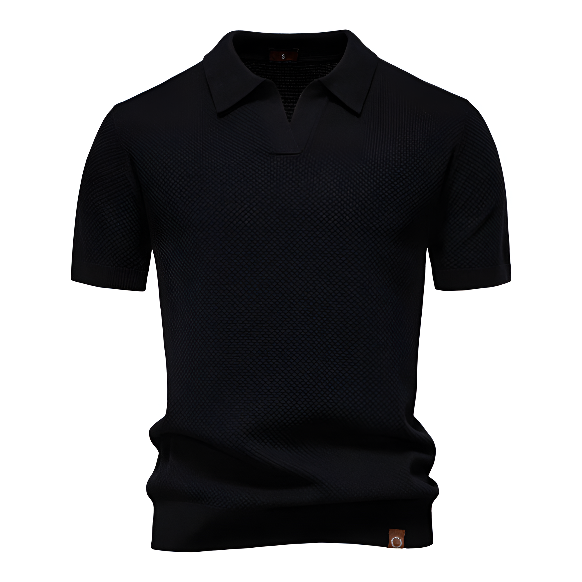 Men's Waffle Knit Notch Neck Polo Shirt - Casual Business